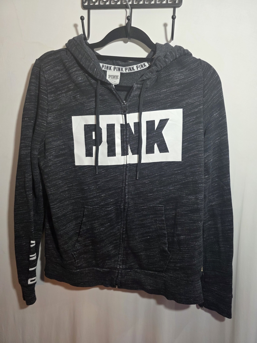PINK Victoria's Secret Gray Marled Full Zip Hoodie Size Medium - Picture 9 of 9